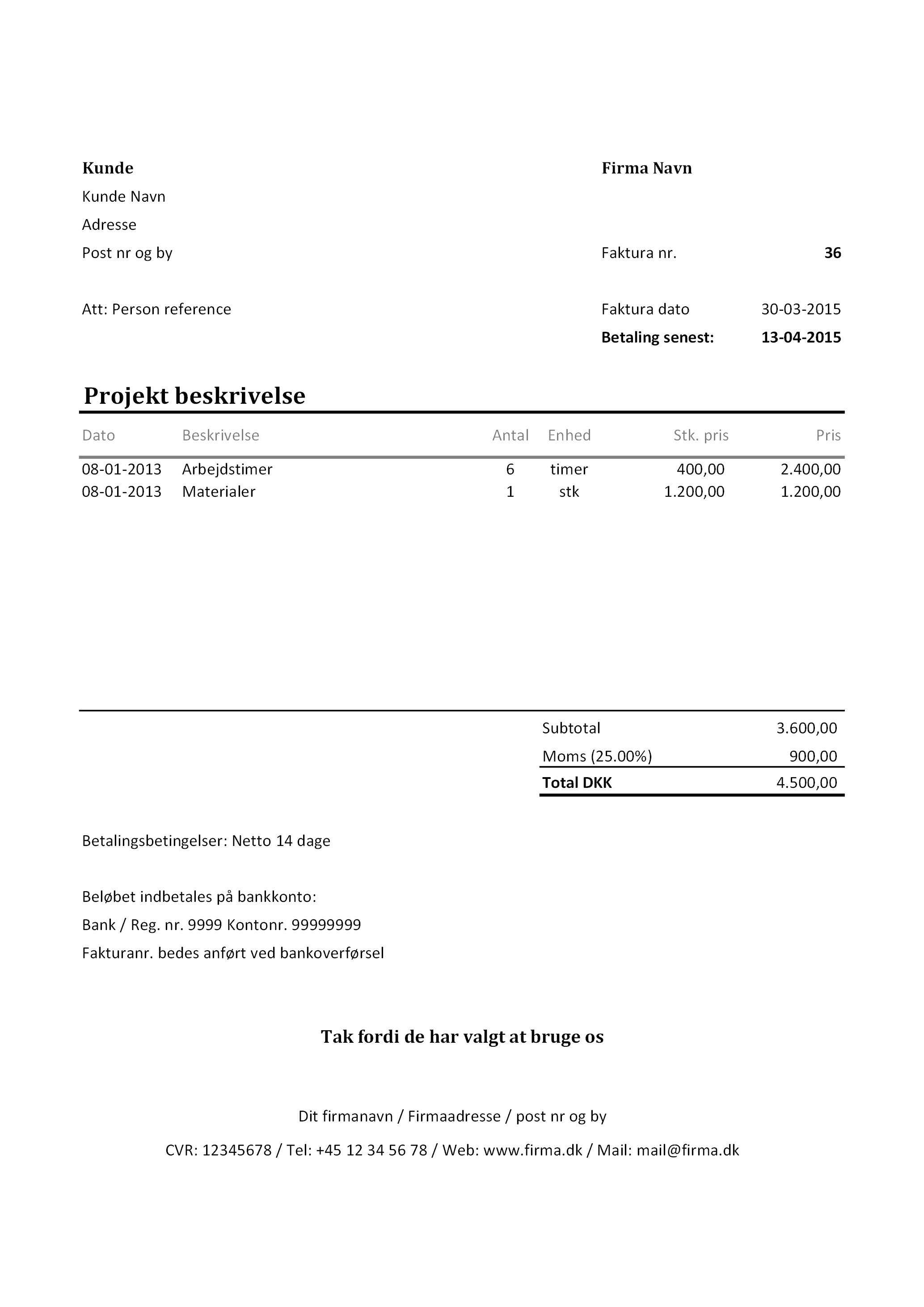 gratis faktura skabelon 1